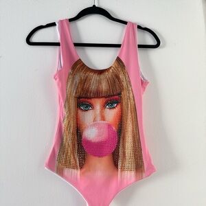 Pink Graphic Barbie bodysuit
